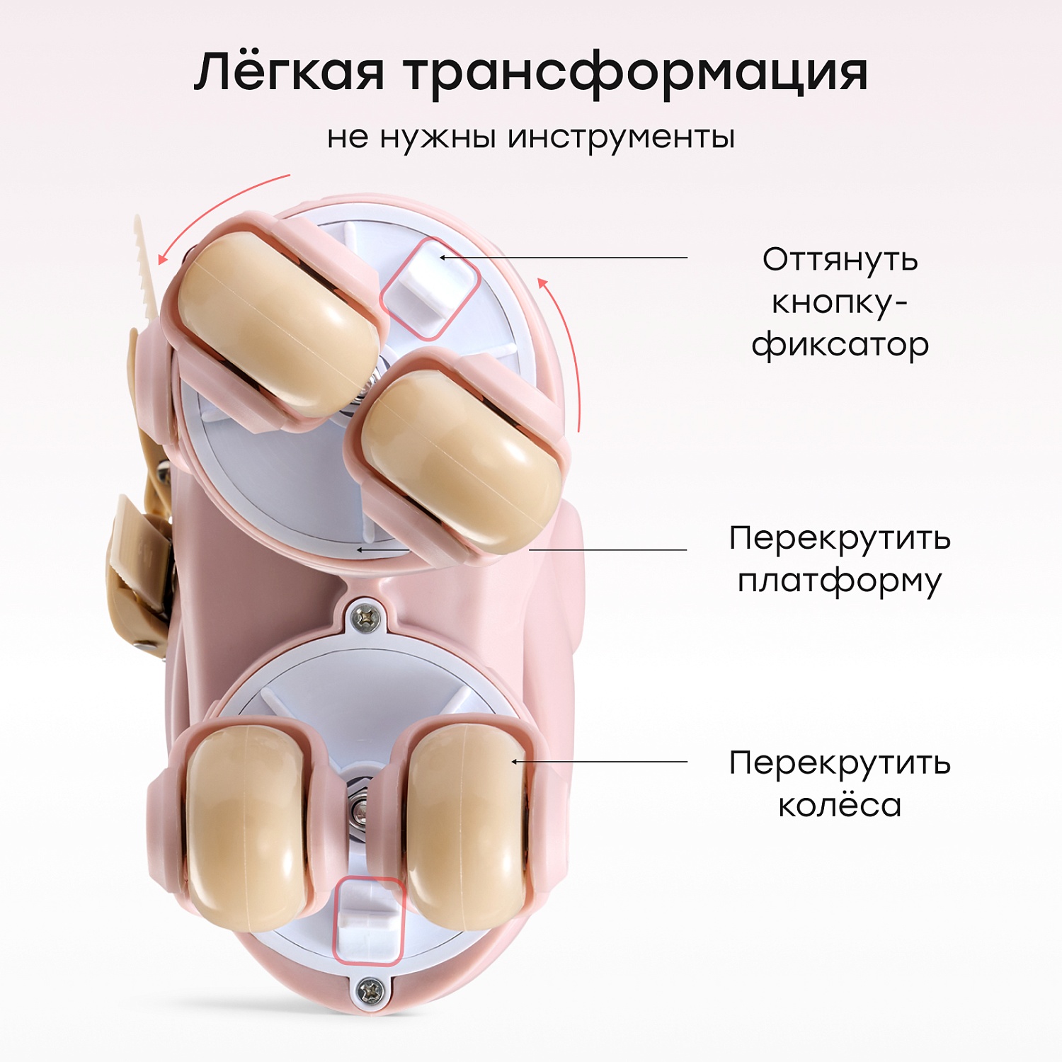 Happy Baby Раздвижные роликовые коньки детские VIBERS «ВАЙБЕРС», pink & flowers, XS (27 - 30)