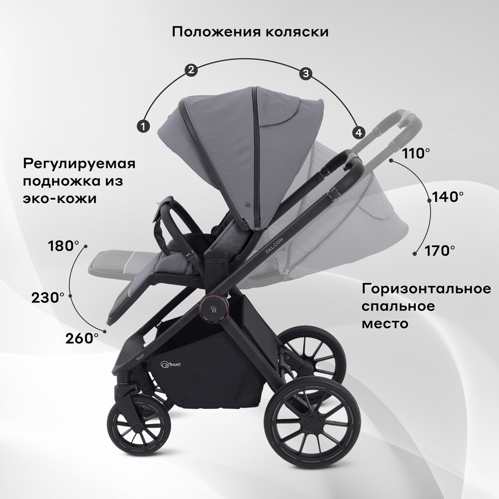 Коляска детская RANT "FALCON NEO" (2в1) RA108 Grey