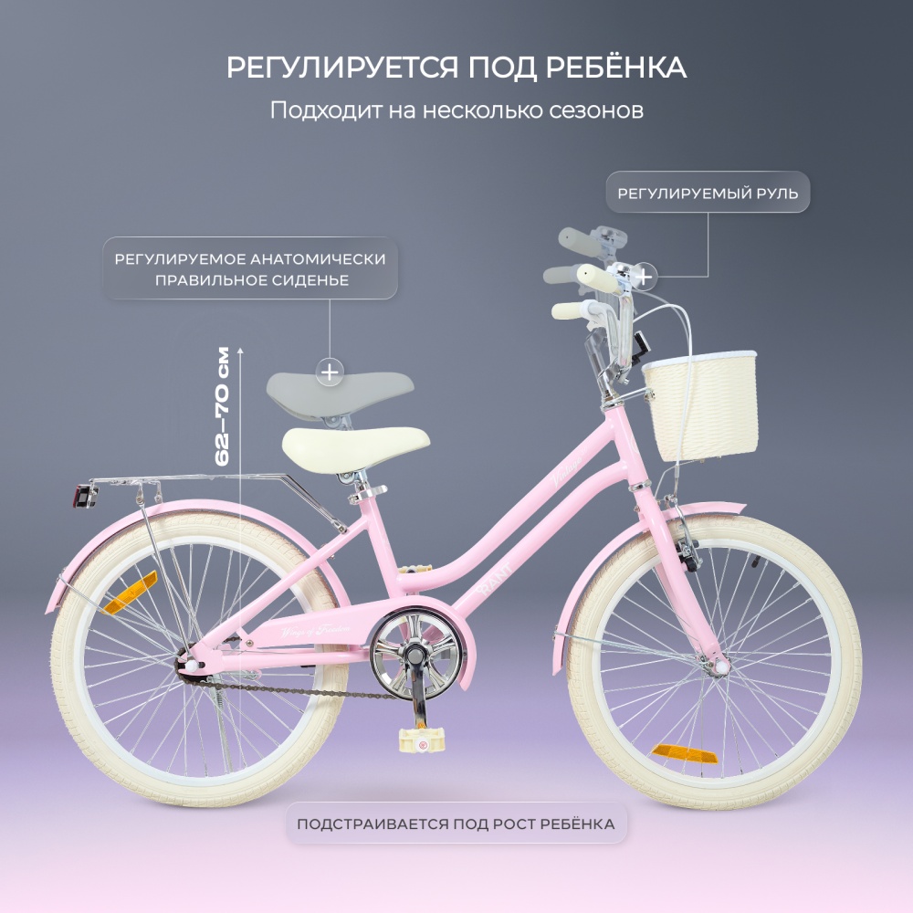 Велосипед 2-х колесный детский RANT "Vintage" Pink 20"