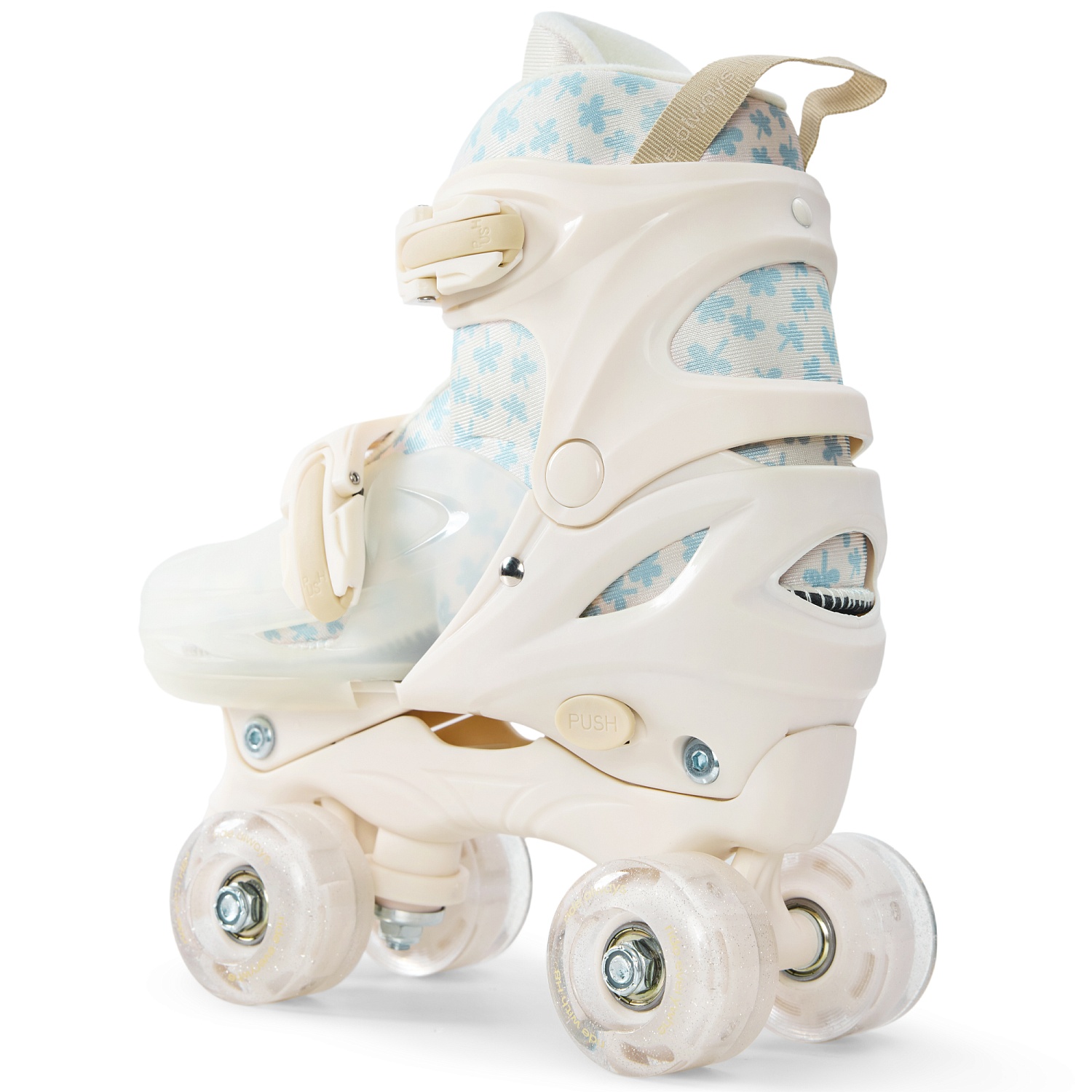Happy Baby Ролики-коньки 3в1 детские SKROLLS, blue flowers, size M