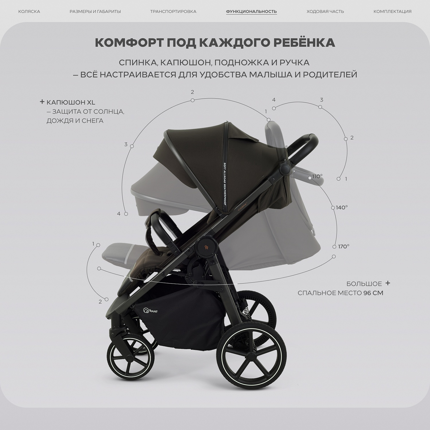Коляска детская RANT "CASPIA soft" RA100 Shine Brown (2026)