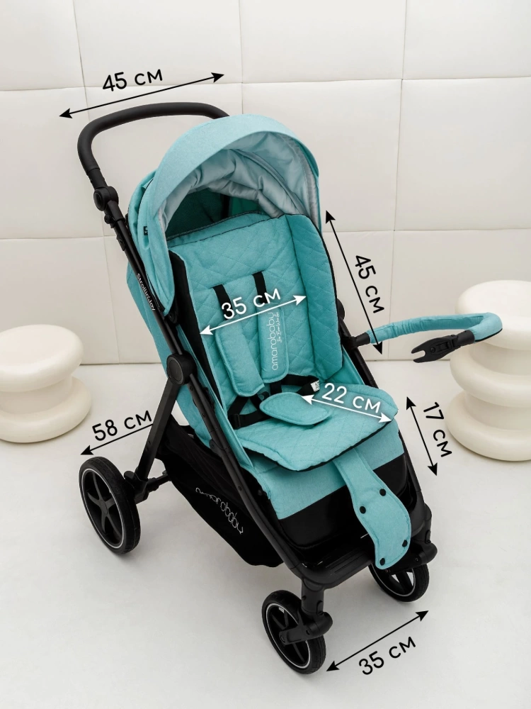 Коляска прогулочная Amarobaby, Strollin'Joy, бирюзовый