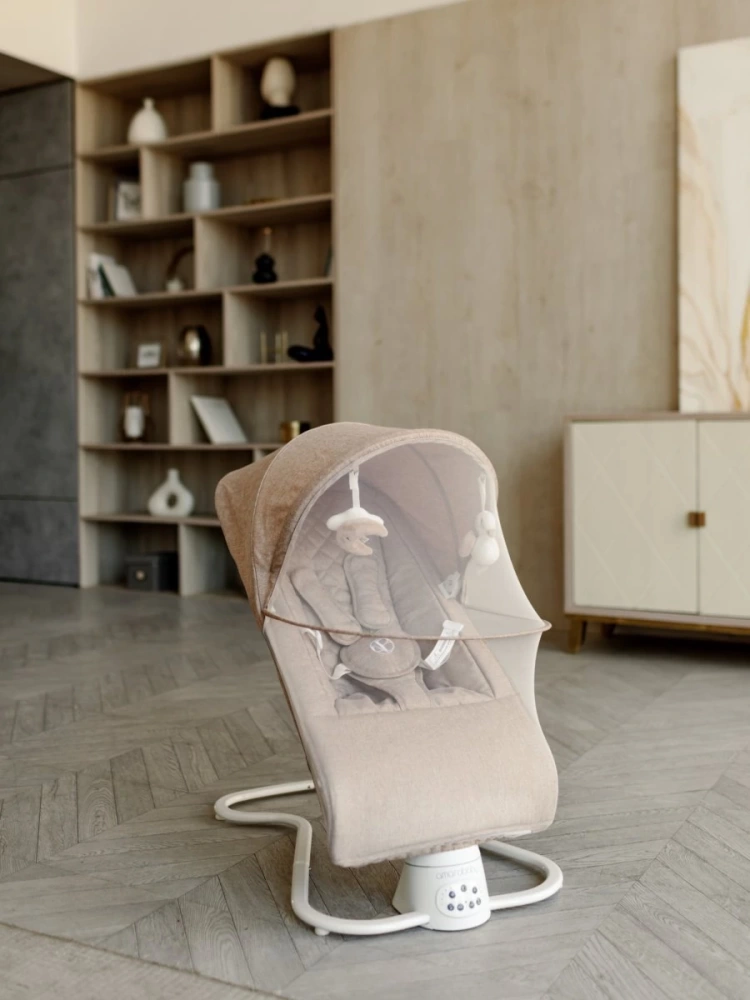 Качели электронные детские AMAROBABY HAPPY SWING, бежевый