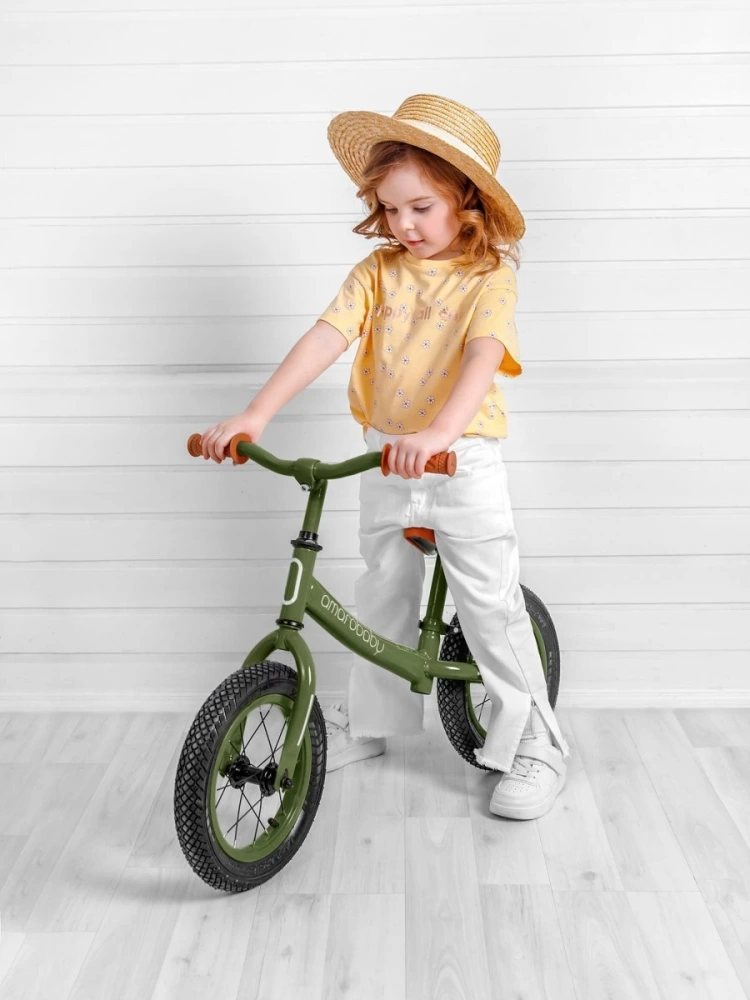 (С) Беговел двухколесный AMAROBABY ROAD RACER, зеленый