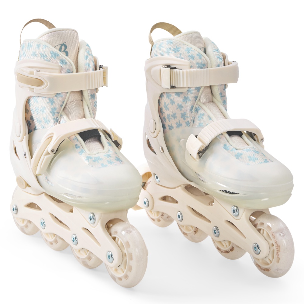 Happy Baby Ролики-коньки 3в1 детские SKROLLS, blue flowers, size M