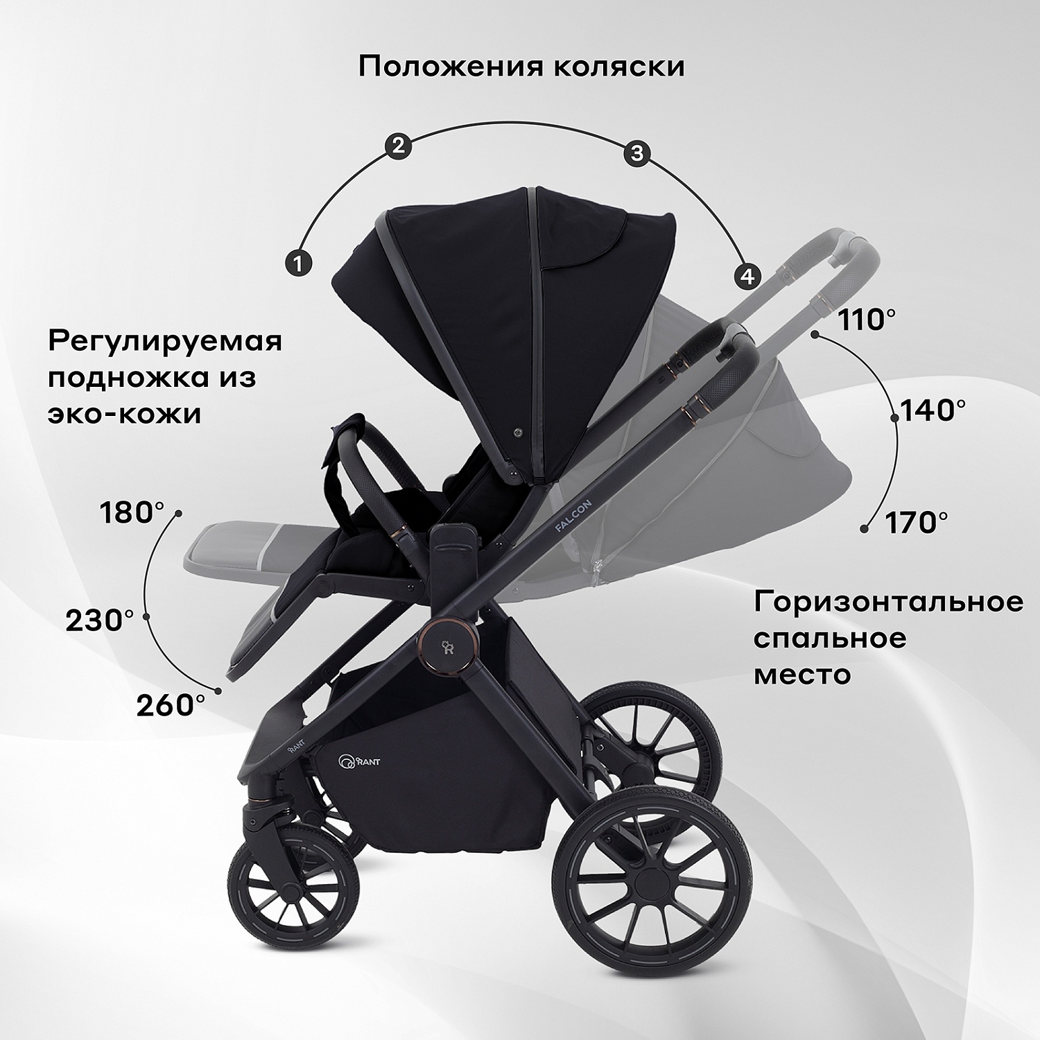 Коляска детская RANT "FALCON NEO" (2в1) RA108 Black