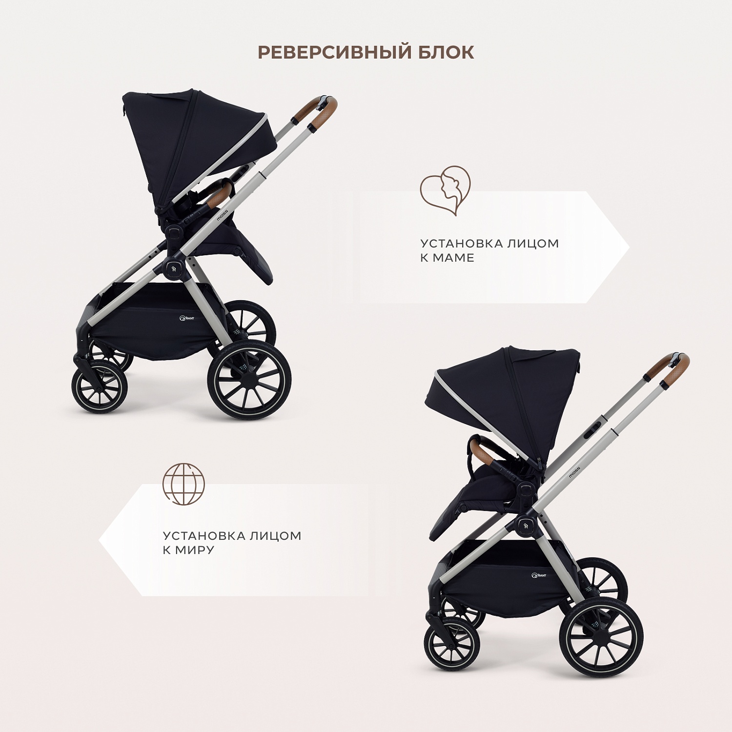Коляска детская RANT "MOSS Prime" (2в1) RA321 Black