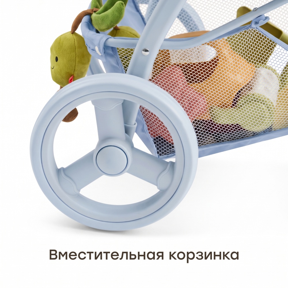 Happy Baby Игрушечная коляска, ASHLEY «ЭШЛИ», светло-синий (цветы)