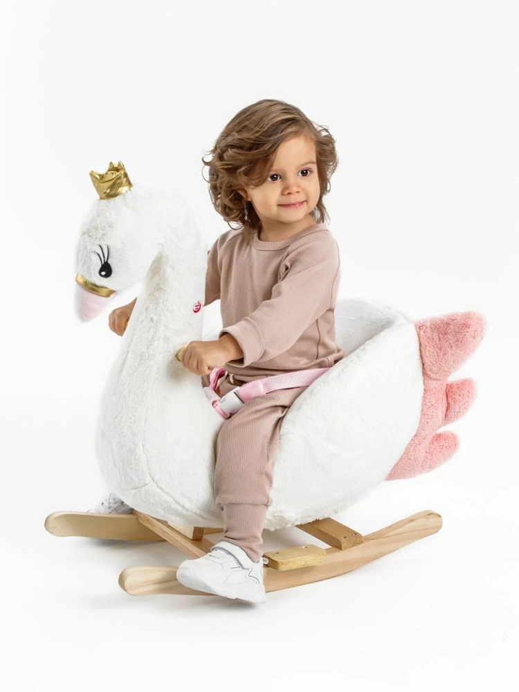 (С) Качалка Лебедь AMAROBABY (Swan), белый, 59х35х66 см.