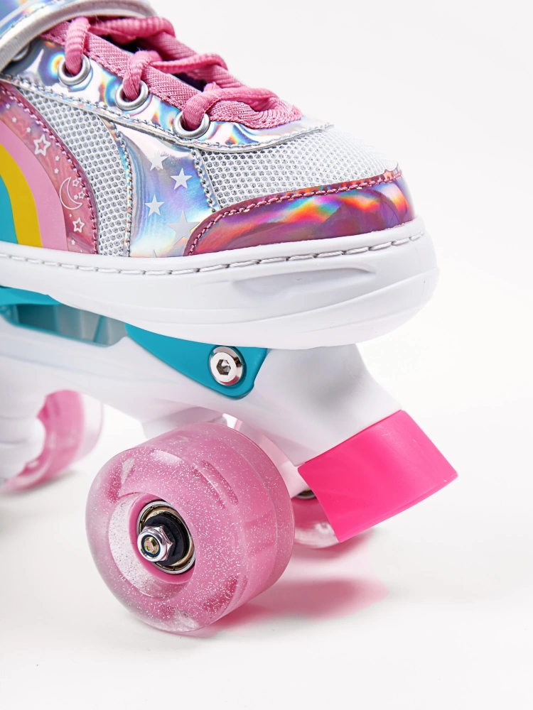 Ролики Amarobaby Disco раздвижные со светящимися колесами, розовые, размер 26-29