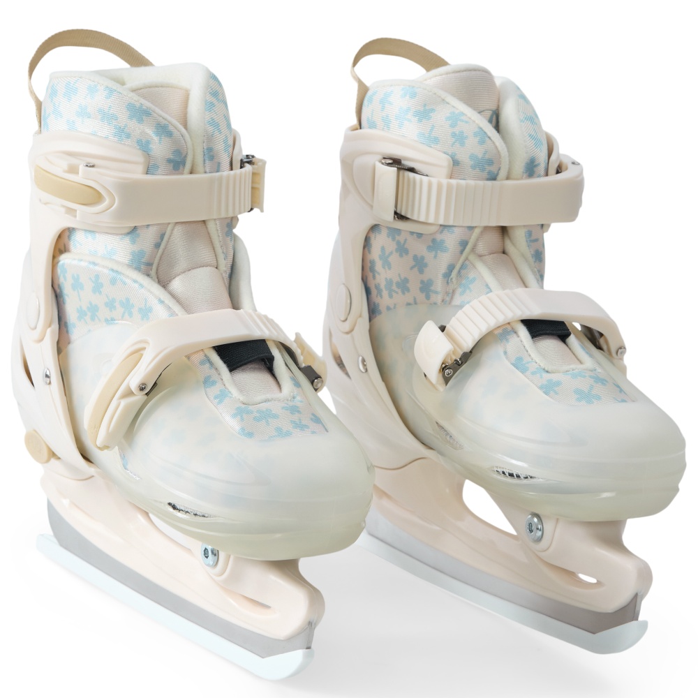 Happy Baby Ролики-коньки 3в1 детские SKROLLS, blue flowers, size M