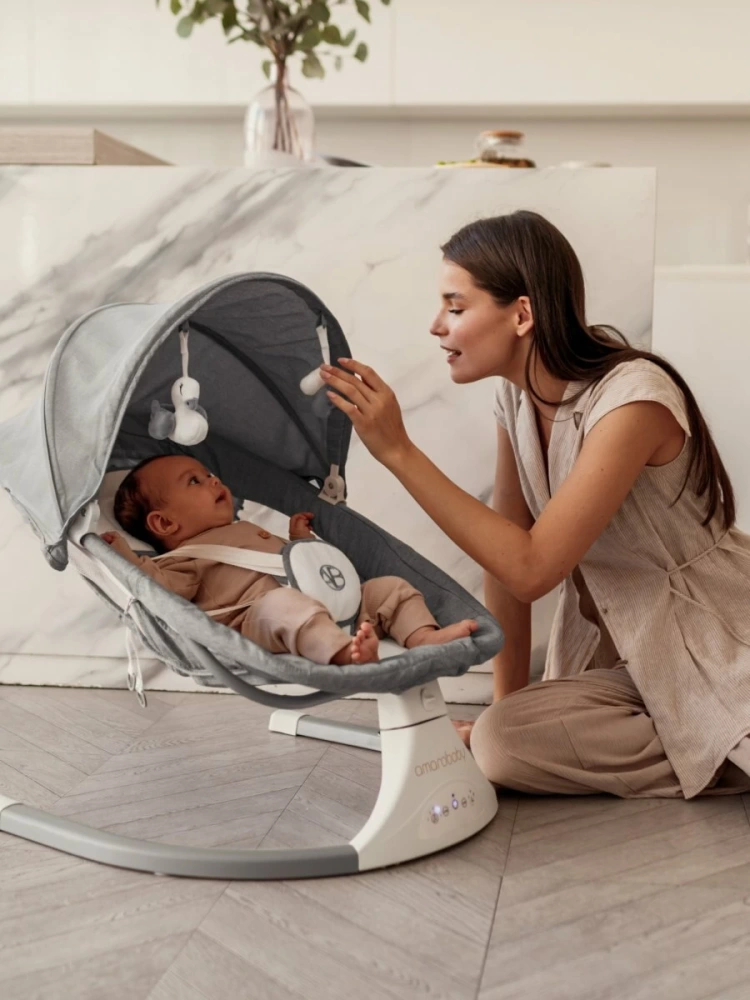 Качели электронные детские AMAROBABY LUCKY SWING, серый