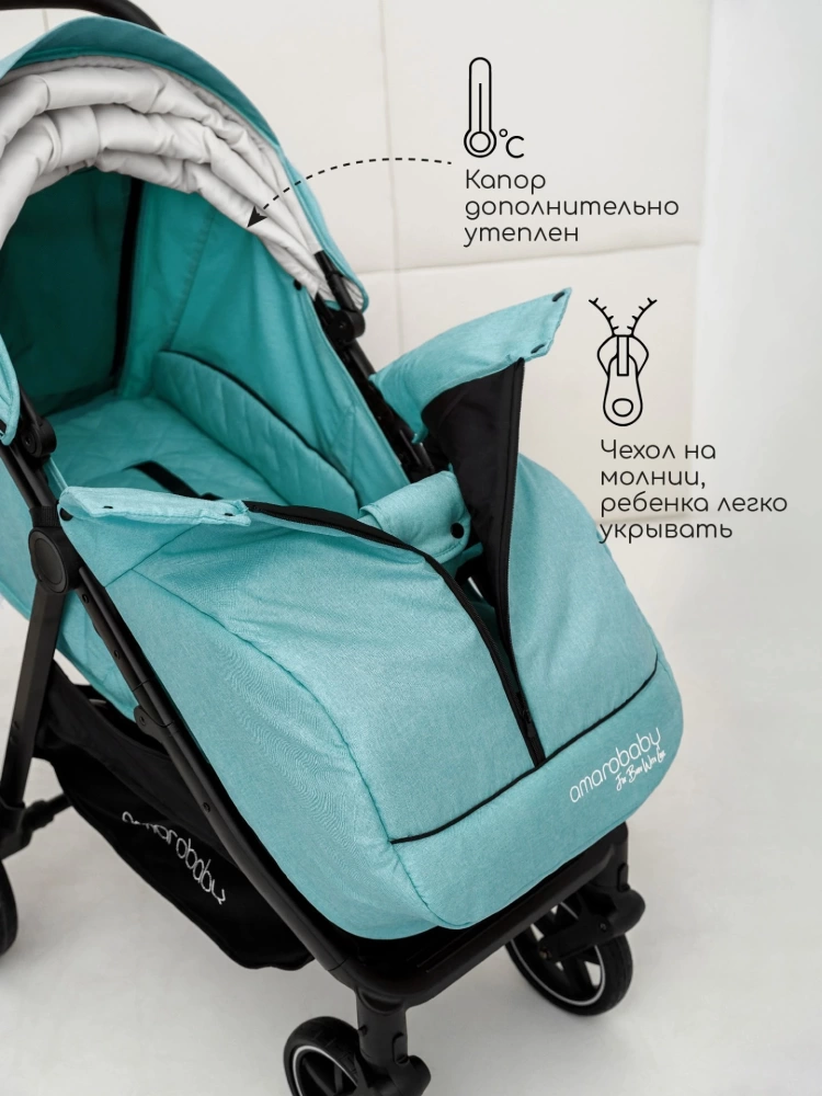 Коляска прогулочная Amarobaby, Strollin'Joy, бирюзовый