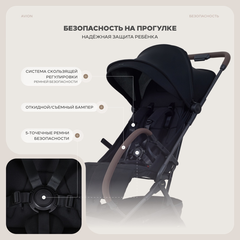 Коляска детская RANT "AVION carbon" RA407 Black