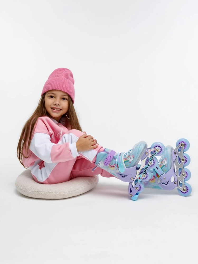 Ролики Amarobaby Rainbow раздвижные со светящимися колесами,мятный , размер 30-33