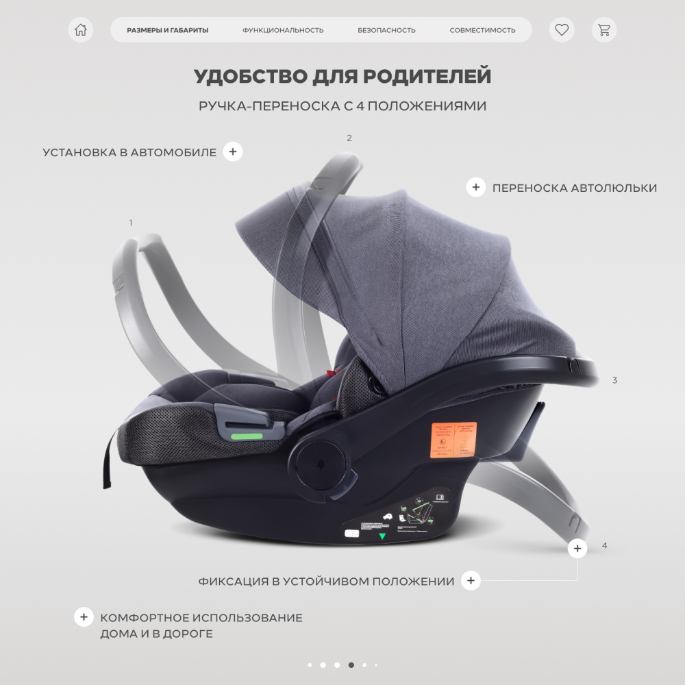 Автокресло RANT UB516 Pro КЕРРИ (CARRY) Графит (Graphite) (40-87см)