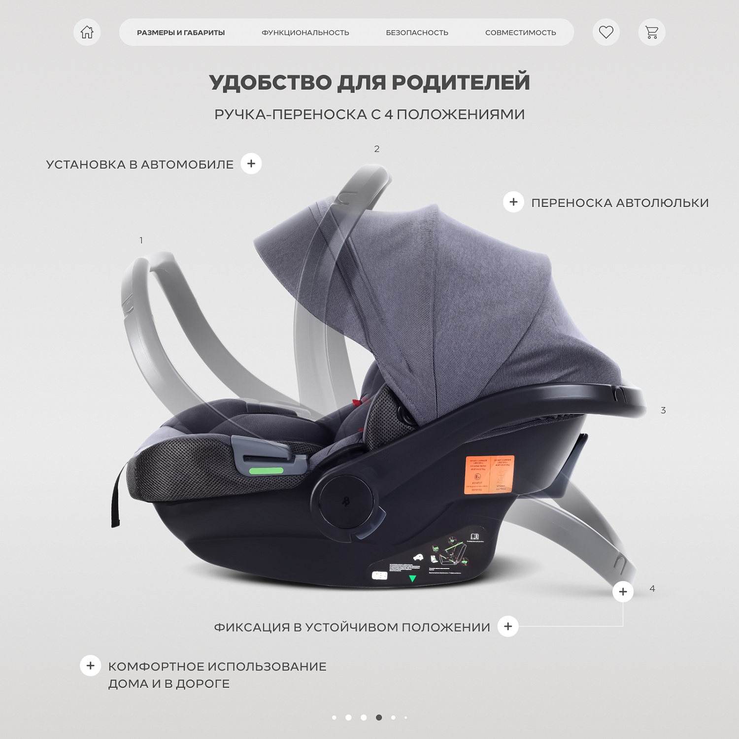 Автокресло RANT UB516 Pro КЕРРИ (CARRY) Графит (Graphite) (40-87см)