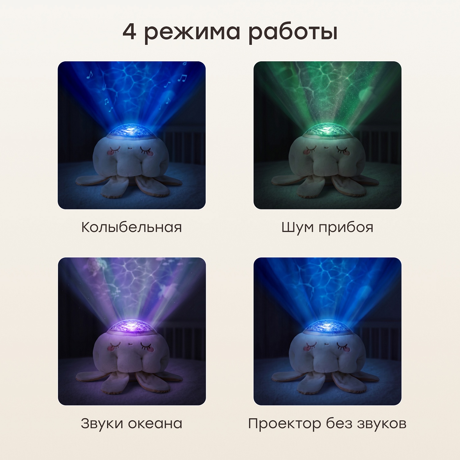 Happy Baby Игрушечный проектор ночник LUMINA «ЛЮМИНА», milky