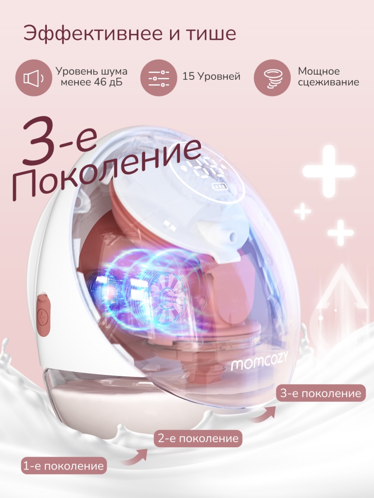 Momcozy Беспроводной портативный электрический молокоотсос BP223 (Mobile Flow, M9), 2 шт 