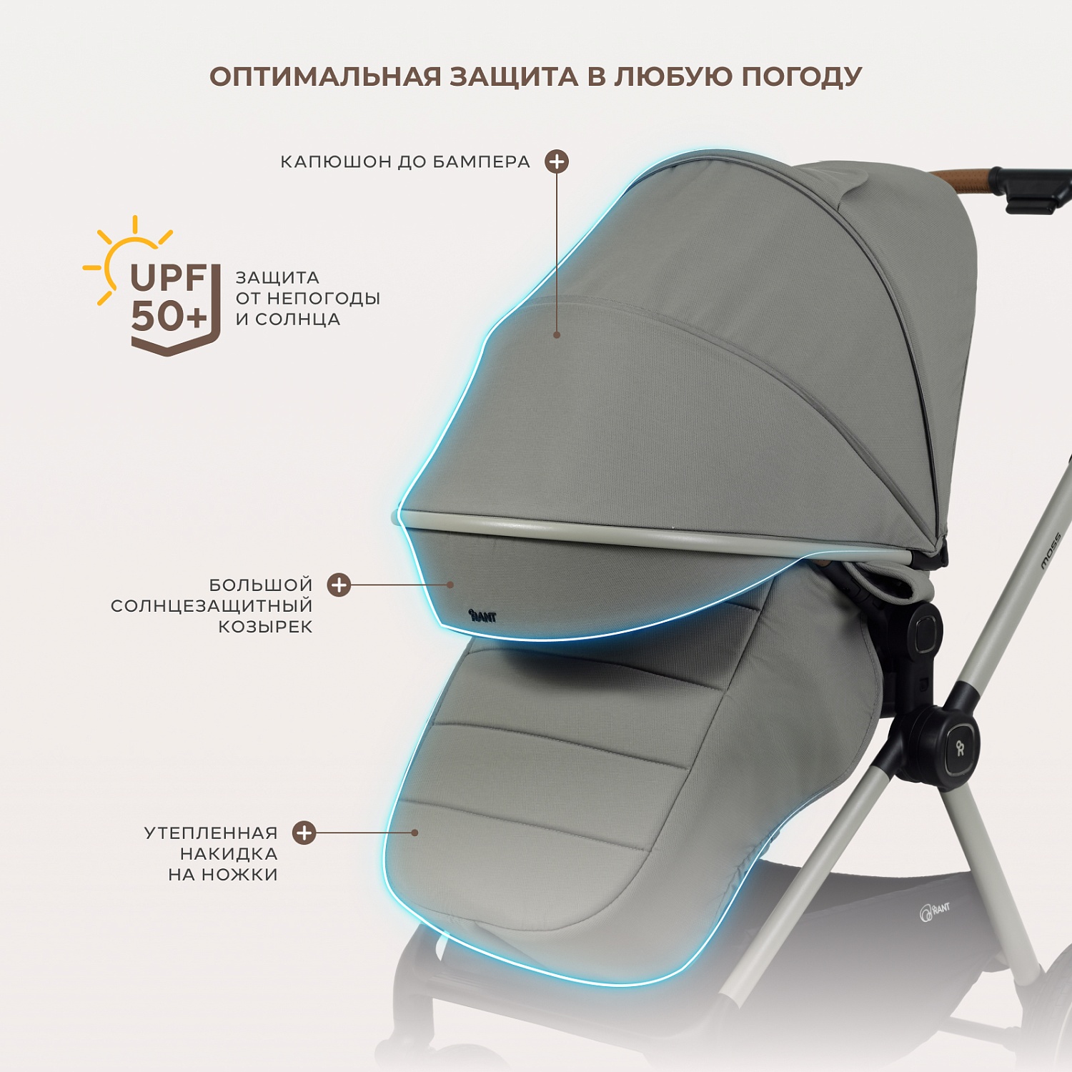 Коляска детская RANT "MOSS Prime" (2в1) RA321 Grey