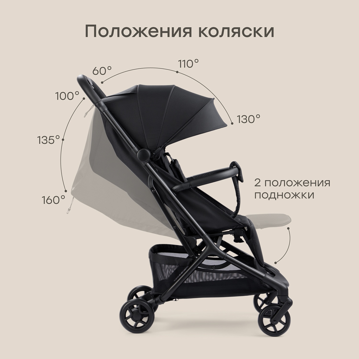 Happy Baby Коляска прогулочная AIRA, black