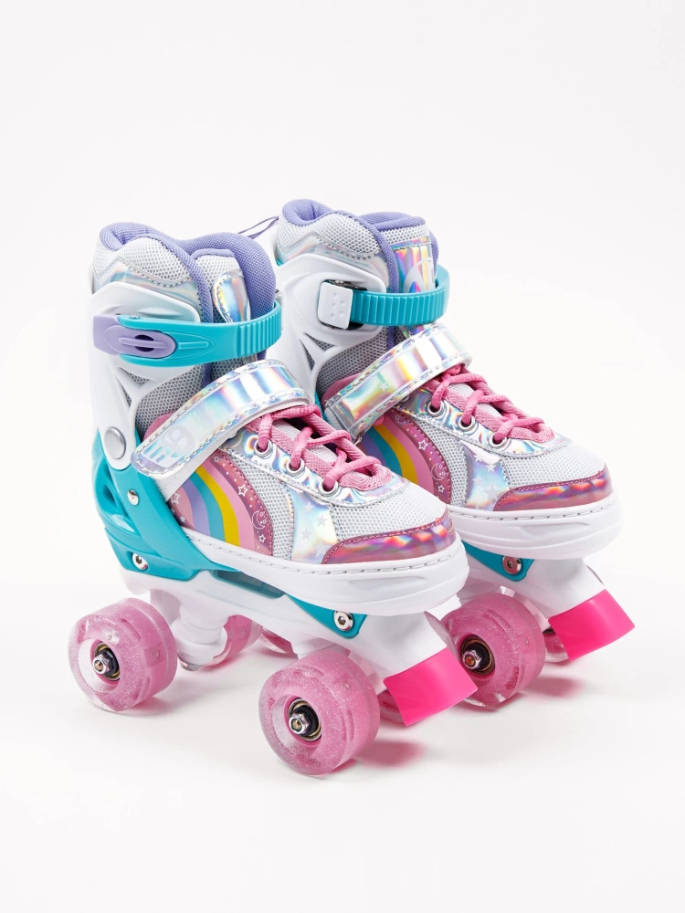 Ролики Amarobaby Disco раздвижные со светящимися колесами, розовые, размер 26-29
