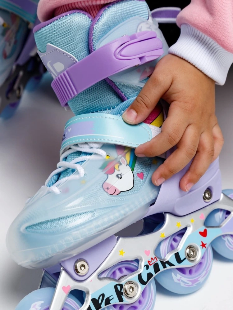 Ролики Amarobaby Rainbow раздвижные со светящимися колесами,мятный , размер 30-33