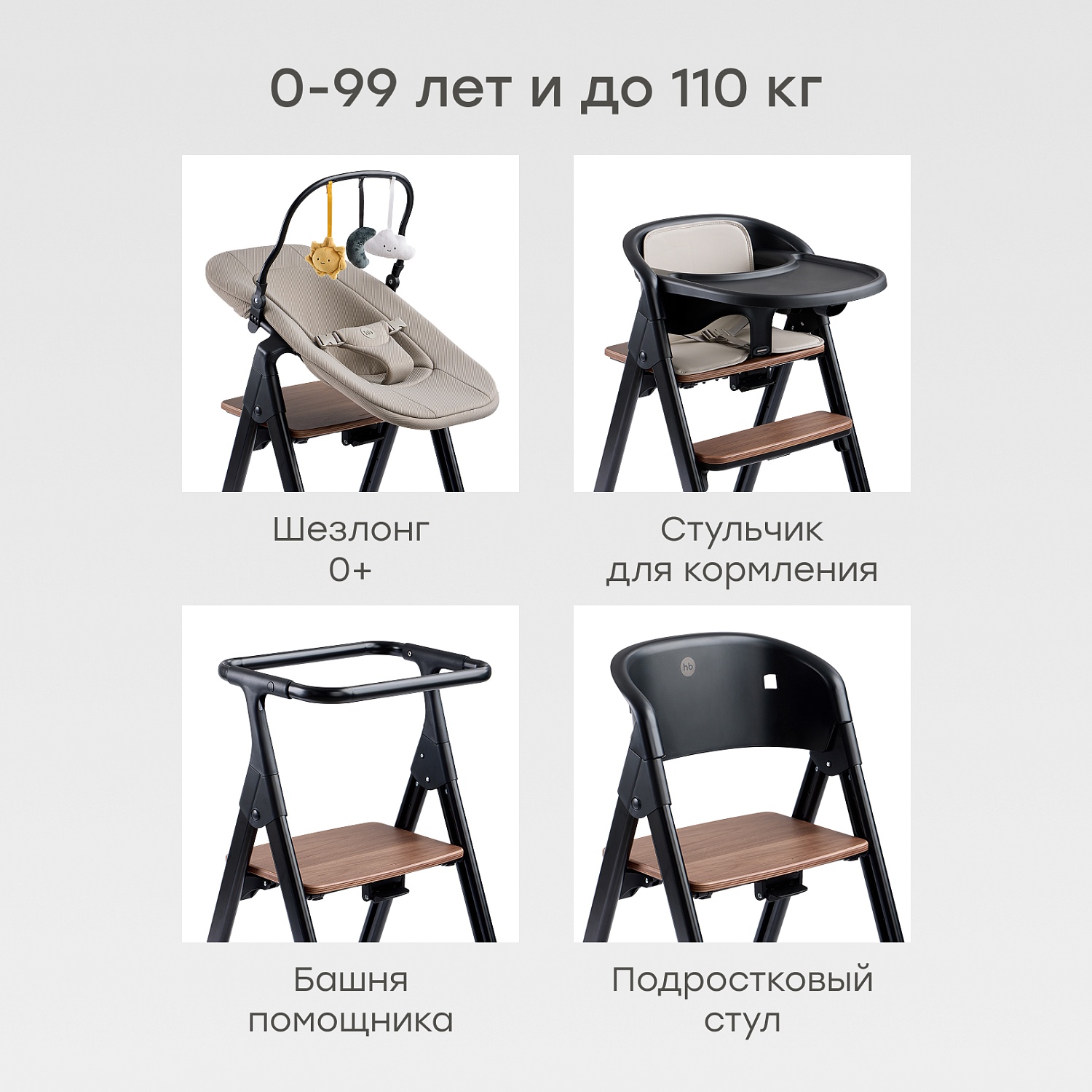 Happy Baby Стул для кормления DORIAN, черный / black