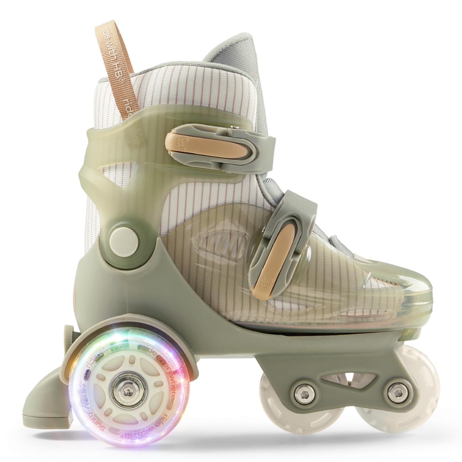 Happy Baby Раздвижные роликовые коньки детские SUNNY WHEELS, olive, S (26-29)