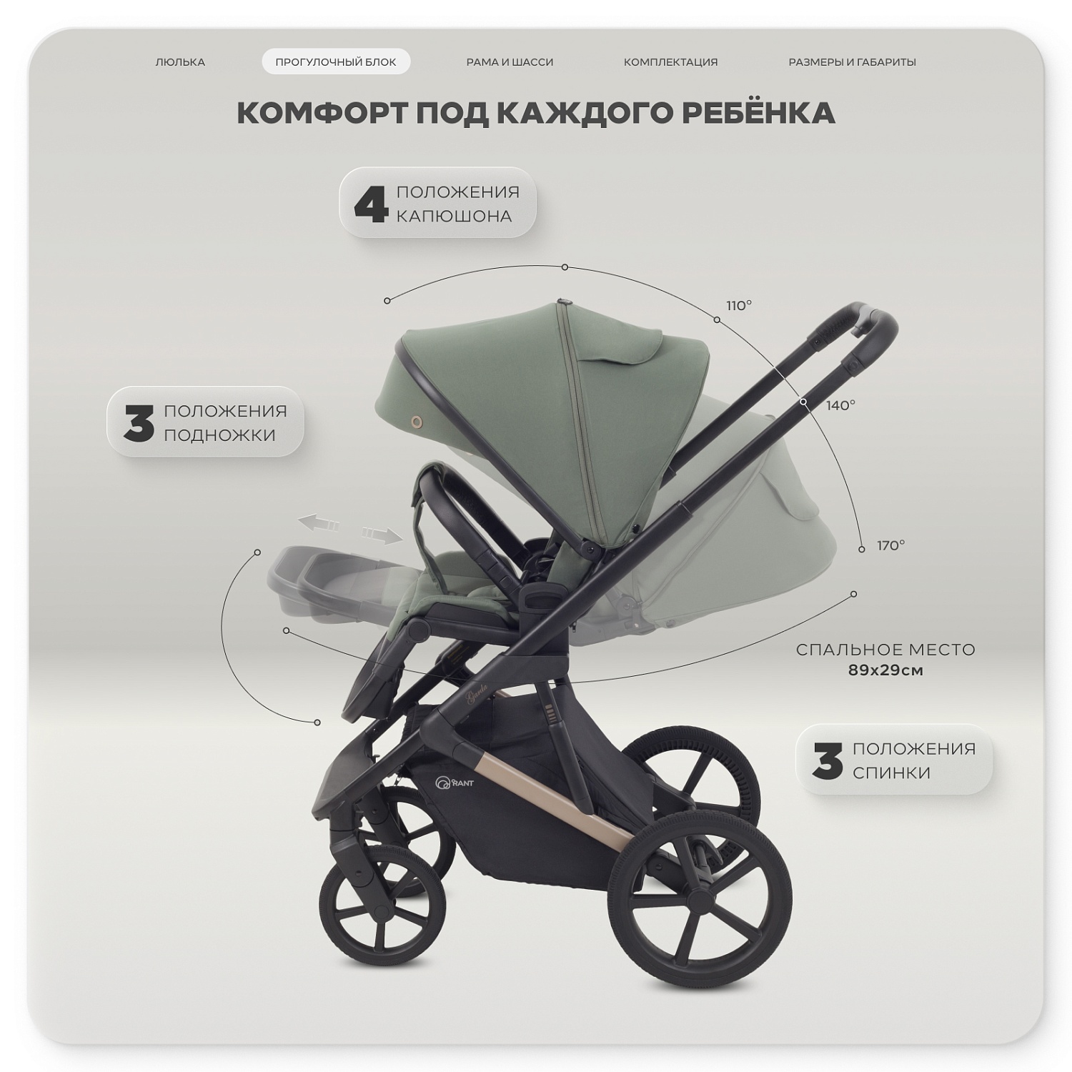 Коляска детская RANT "GARDA" (2в1) RA114 Olive