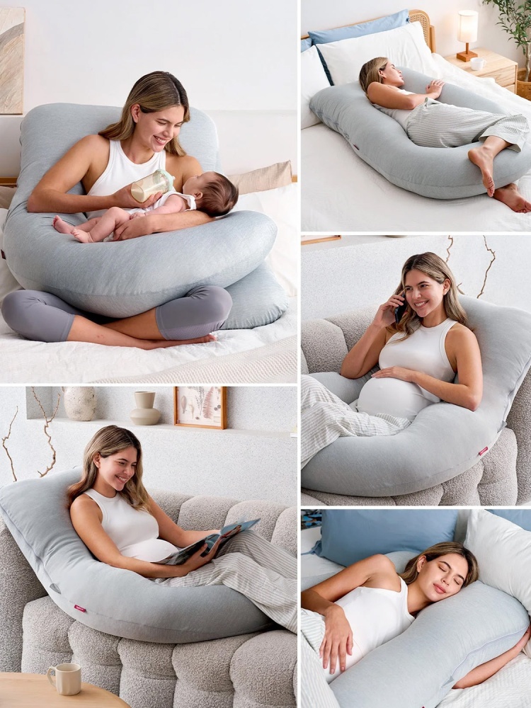 Momcozy Подушка для беременных U-образной формы, цвет серый 