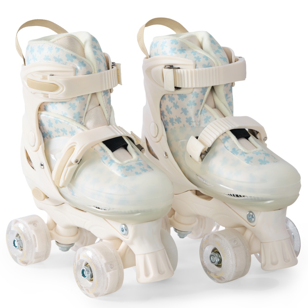 Happy Baby Ролики-коньки 3в1 детские SKROLLS, blue flowers, size M
