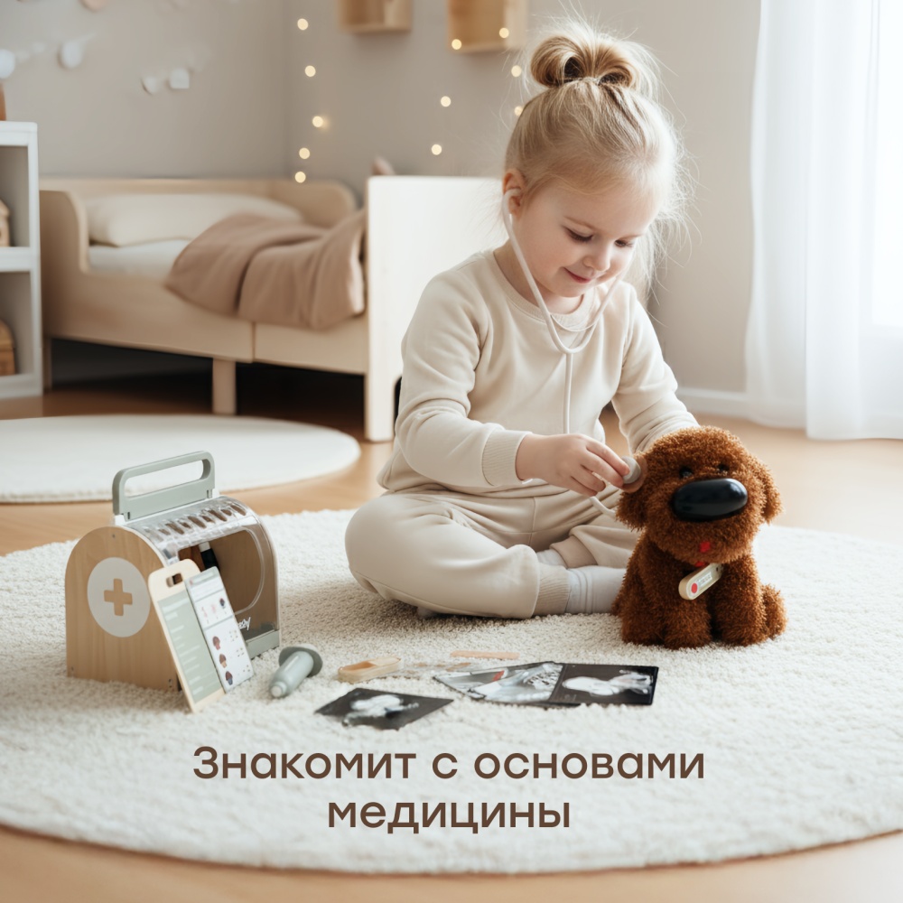 Happy Baby Интерактивная игрушка собачка CLINIC ZOO «КЛИНИК ЗУ», коричневый / brown